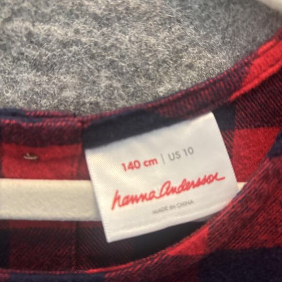 Hanna Andersson Dress Girls Size 10 Red Plaid Flannel Long Sleeve Pockets Comfy - Picture 7 of 11